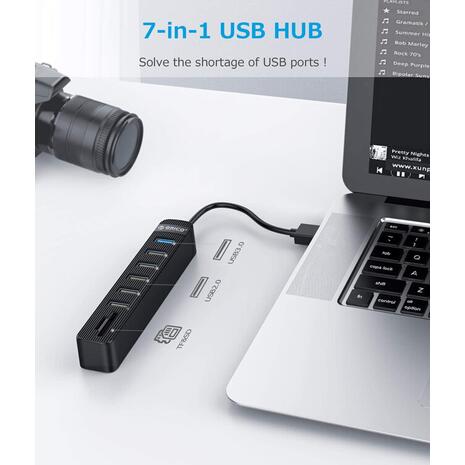 USB Hub ORICO TWU32-6AST SD/micro SD 6 ports μαύρο. Προϊόντα τεχνολογίας από το Oikonomou-shop